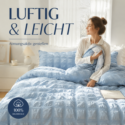 🛏️ 50% RABATT! ✨ Minimalistiskt Bäddset i Seersucker (3 Delar) – Mjukt & Ventilerande Påslakanset i Enfärgad Design 💤