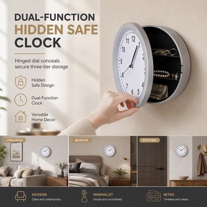 ⏰BEGRÄNSAD TID: 50 % RABATT!⌛️🕰️ Vintage-väggklocka med dold förvaringslåda – håll dina vardagliga värdesaker utom synhåll, en smart kombination av klassisk inredning och diskret förvaring ✨
