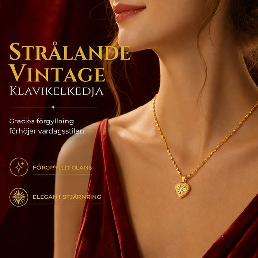 🌸 50% RABATT NU! 🌸 Retro Hjärtformad kopparlegering Imitationsguld Halsbandskedja för kvinnor Smycken