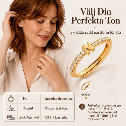 Minimalistisk justerbar initialring för kvinnor