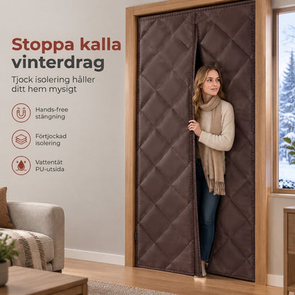 🚪 50 % RABATT NU! ❄️ Vintertät dörrgardin med magnetisk automatisk stängning – flerlagers värmeisolering & vindskydd utan borrning 🏠
