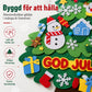 DIY filtiskt julgranskset för barn – fäst på väggen, julpyssel för småbarn med avtagbara prydnader och ljusslinga för helgdekoration i hemmet